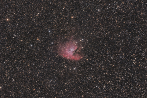 NGC281, pacman nebula, 65/420 quadruplett apo, eos450Da, 